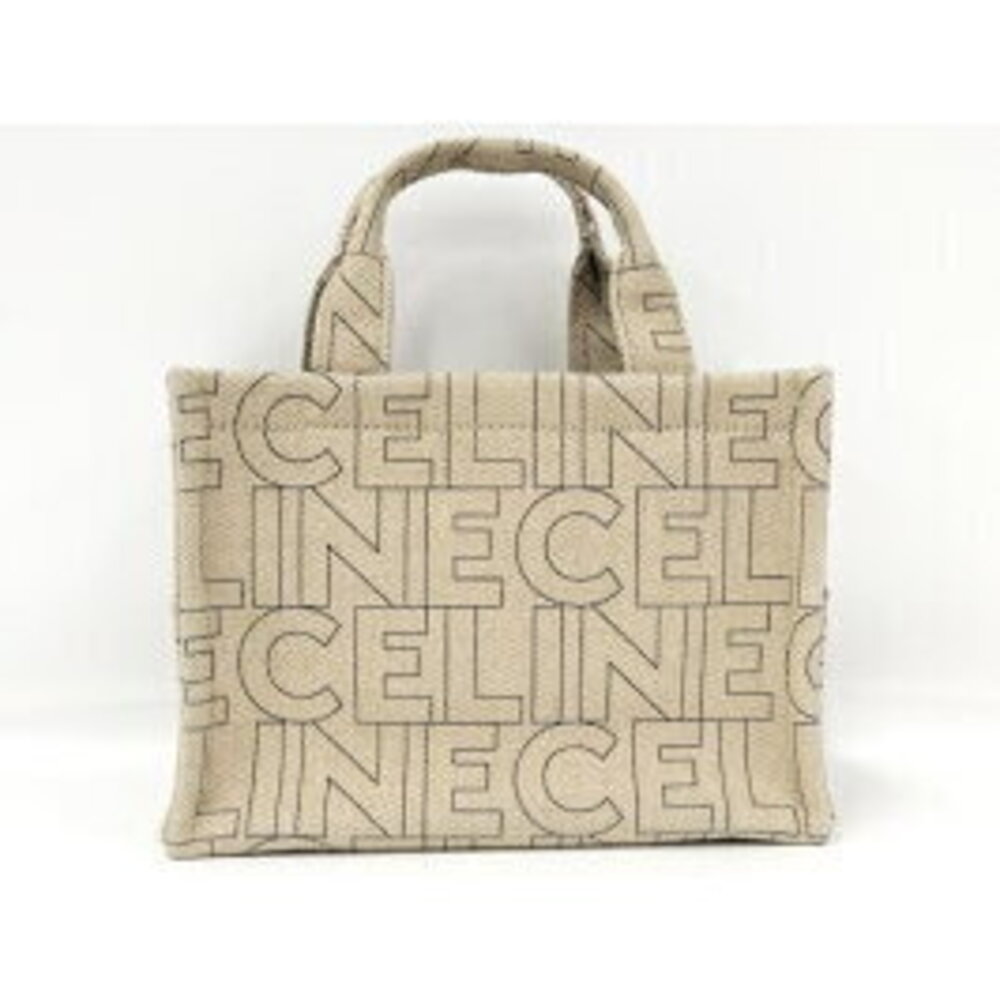 CELINE Cabatas Handbag Triomphe Canvas Beige - Picture 2 of 9